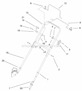 Handle Assembly Diagram and Parts List for 9900001-9999999 - 1999 Lawn Boy Lawn Mower